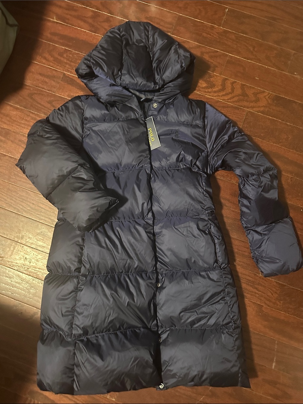 Polo by Ralph Lauren Girls' Navy Long Hooded Puffer Coat